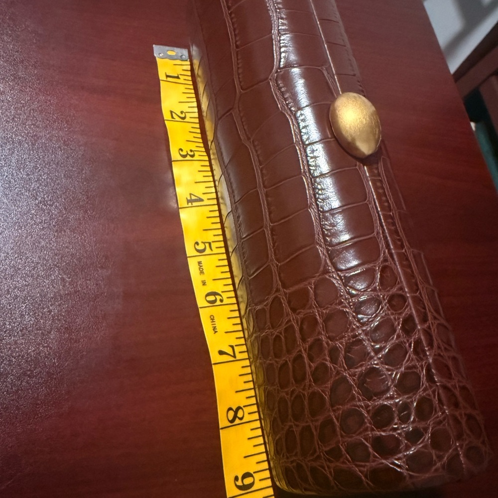 Brown Crocodile Embossed Clutch NWOT - Picture 2 of 7